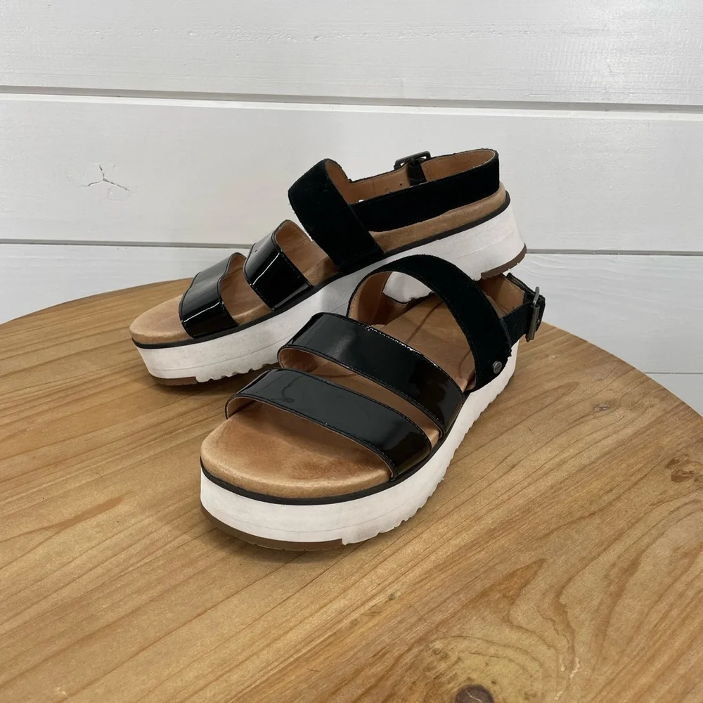 UGG Black and White Women's Sandals - Picture 3 of 12